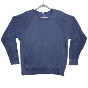 Aerie Sweatshirt Mens Small Blue Raglan Sleeve Textured French Terry Pullover